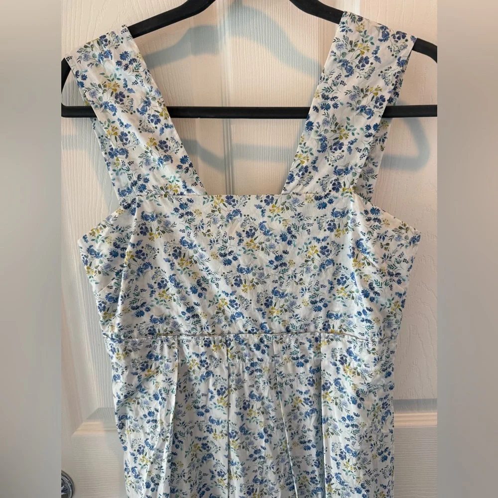 Mona Thalheimer Blue ditzy floral empire waist 100% cotton maxi dress size small - Picture 2 of 16